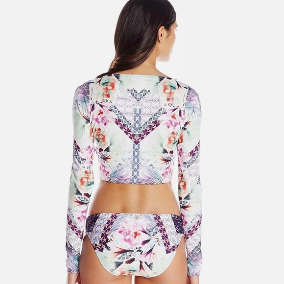 Nanette Lepore Swim Sun Top Crop Rashguard Floral Beach Large - Picture 3 of 12